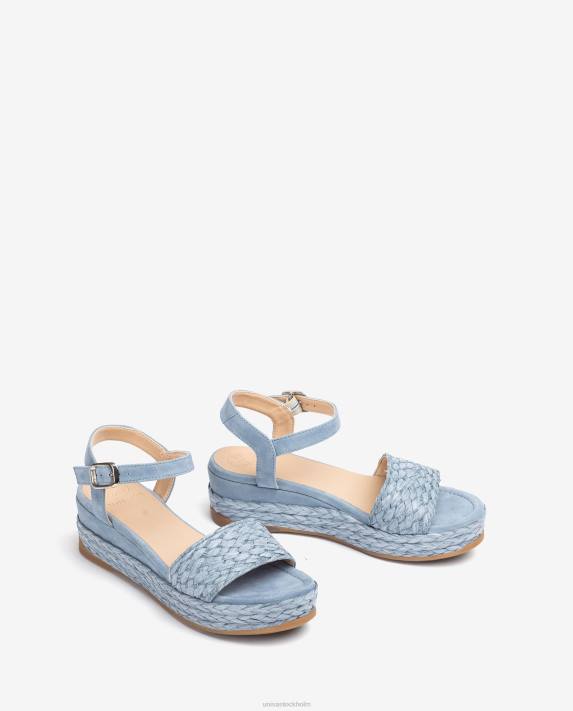 Unisa kvinnor blå matchande färg jute och mocka sandal 06DT324