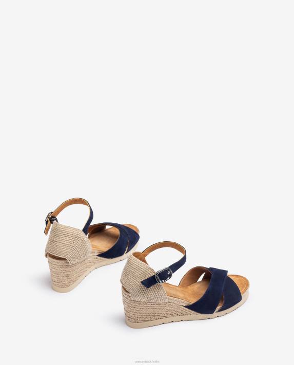 Unisa kvinnor blå sandal av jute med korsband 06DT777