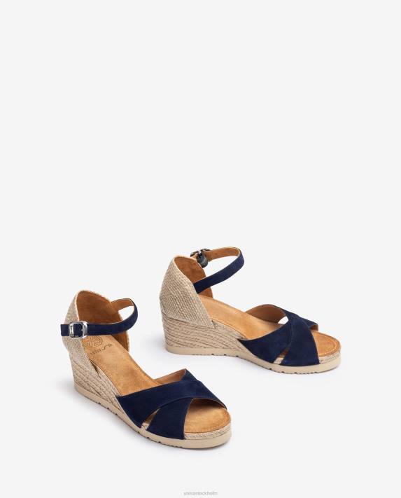 Unisa kvinnor blå sandal av jute med korsband 06DT779