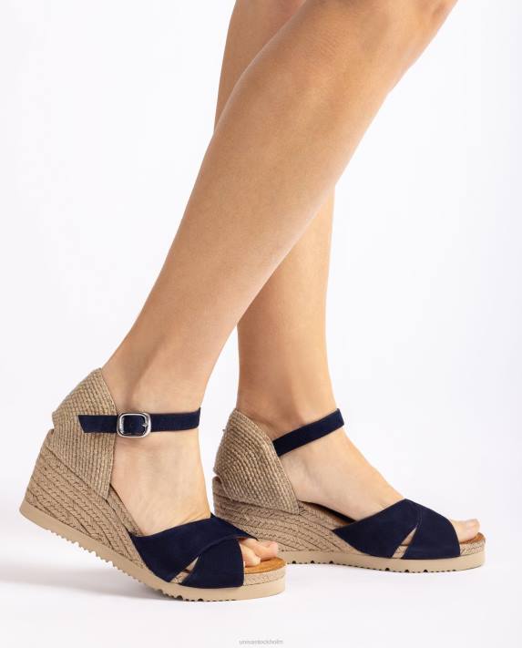 Unisa kvinnor blå sandal av jute med korsband 06DT779