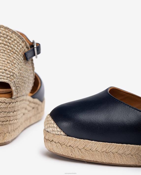 Unisa kvinnor blå vamp-häl espadrille tillverkad i läder 06DT797