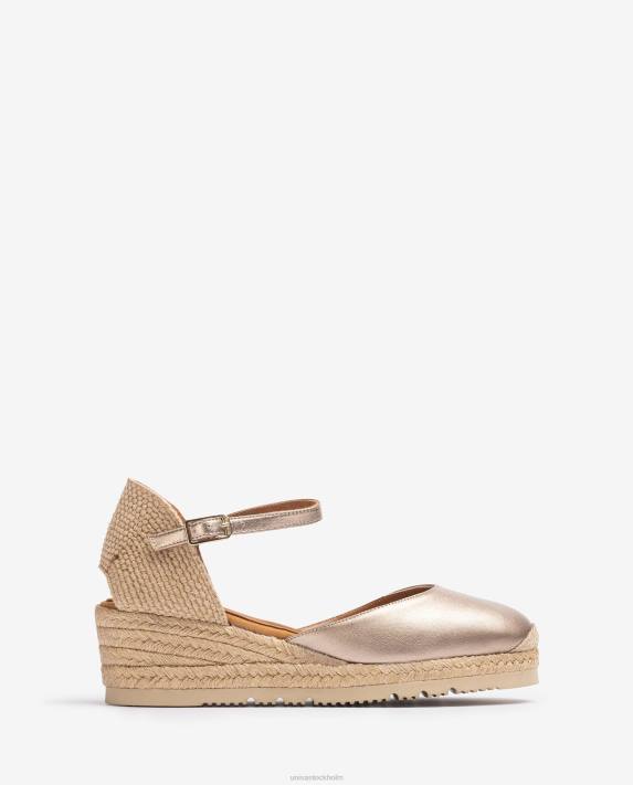 Unisa kvinnor brons espadrille med metallic effekt d'orsay ankelrem 06DT761