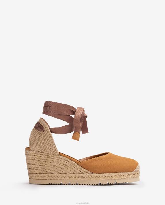 Unisa kvinnor brun d'orsay ankelrem espadrille med snörning 06DT704