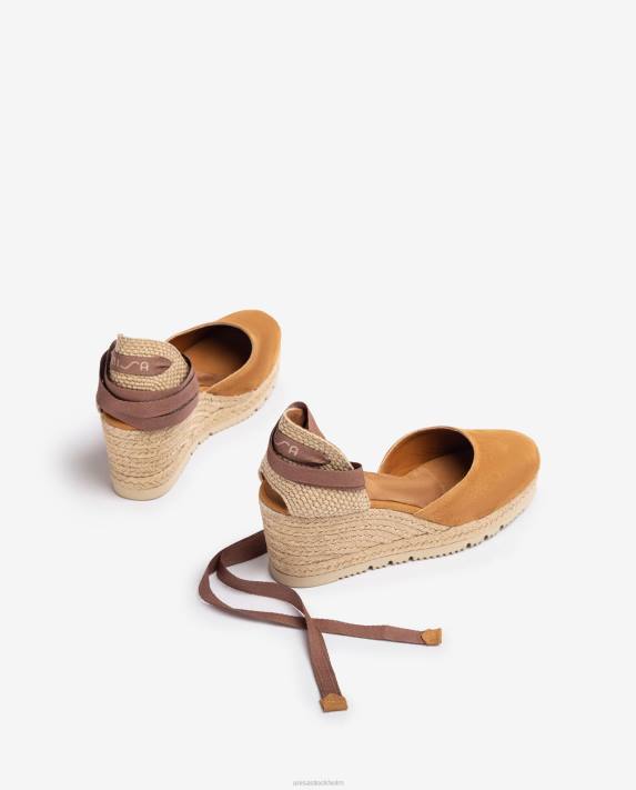 Unisa kvinnor brun d\'orsay ankelrem espadrille med snörning 06DT704
