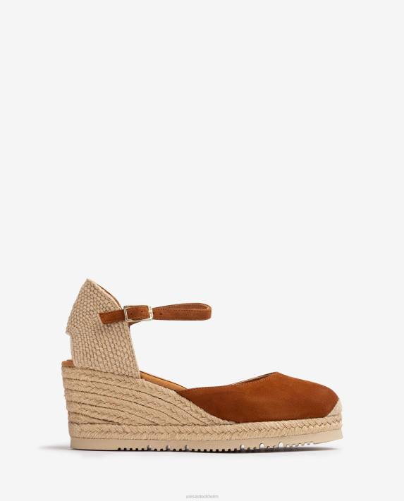 Unisa kvinnor brun d'orsay fotledsrem espadrille i mocka 06DT728