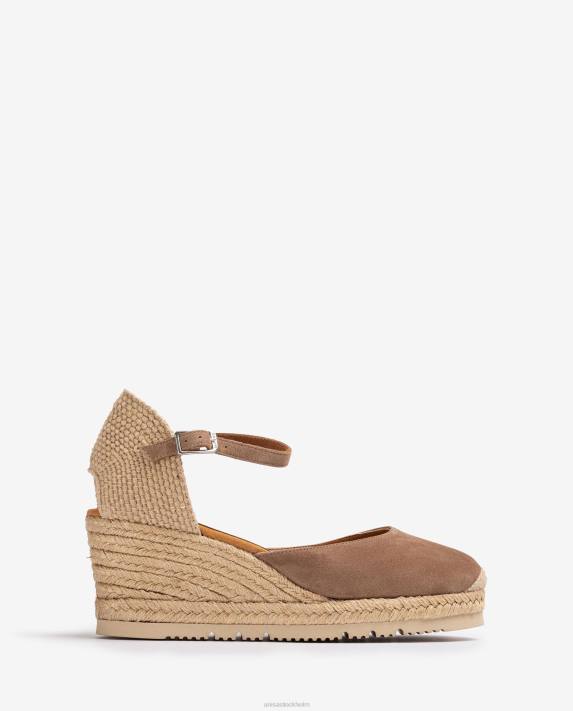 Unisa kvinnor brun d'orsay fotledsrem espadrille i mocka 06DT729