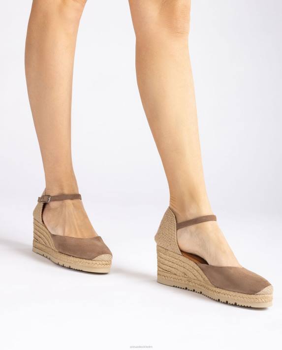 Unisa kvinnor brun d\'orsay fotledsrem espadrille i mocka 06DT729