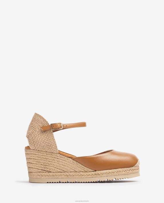Unisa kvinnor brun espadrille i läder d'orsay fotledsrem 06DT735