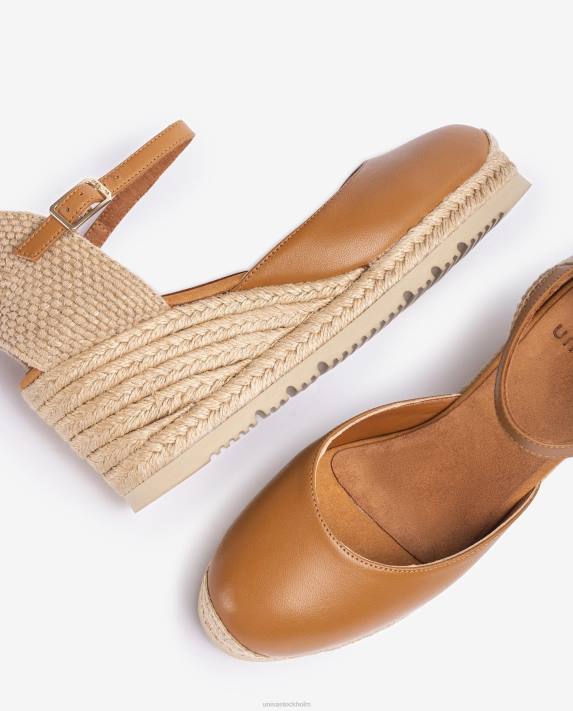 Unisa kvinnor brun espadrille i läder d\'orsay fotledsrem 06DT735