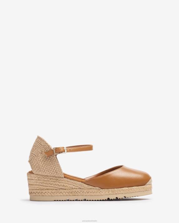 Unisa kvinnor brun espadrille i läder d'orsay fotledsrem 06DT764
