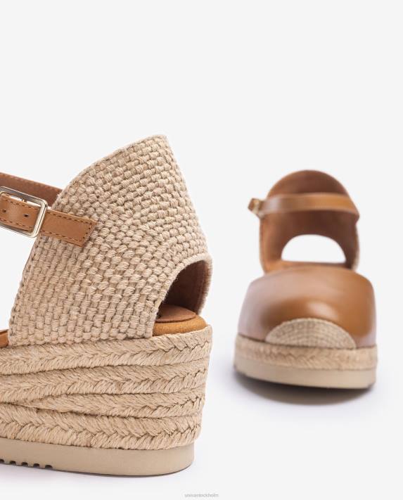 Unisa kvinnor brun espadrille i läder d\'orsay fotledsrem 06DT764