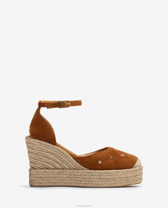 Unisa kvinnor brun espadrille i mocka med quiltad effekt 06DT753