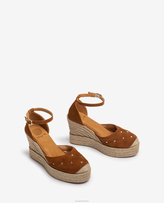 Unisa kvinnor brun espadrille i mocka med quiltad effekt 06DT753