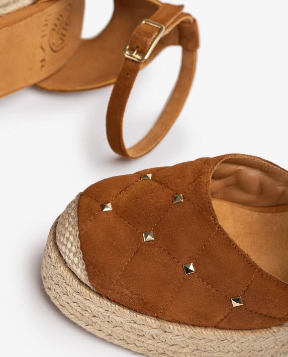 Unisa kvinnor brun espadrille i mocka med quiltad effekt 06DT753