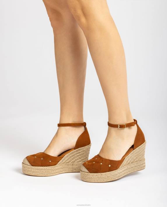 Unisa kvinnor brun espadrille i mocka med quiltad effekt 06DT753