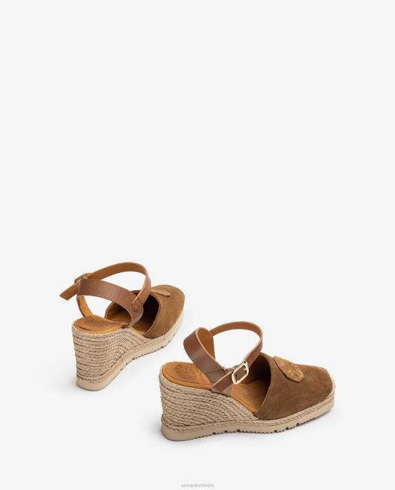 Unisa kvinnor brun espadrille med matchande monogram 06DT769