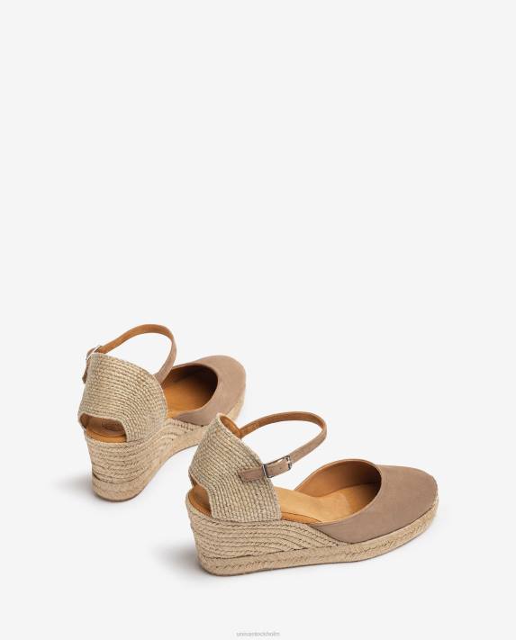 Unisa kvinnor brun espadrille vamp-klack i mocka 06DT473