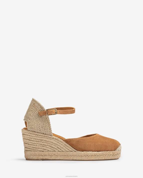 Unisa kvinnor brun espadrille vamp-klack i mocka 06DT477
