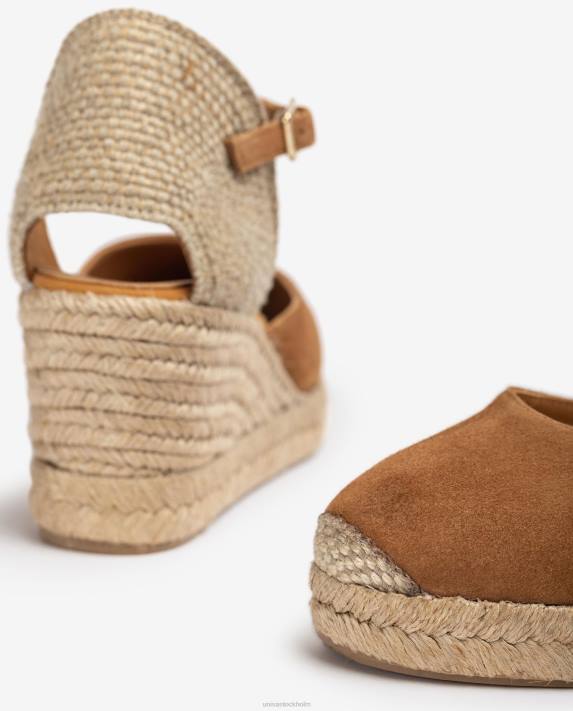 Unisa kvinnor brun espadrille vamp-klack i mocka 06DT477
