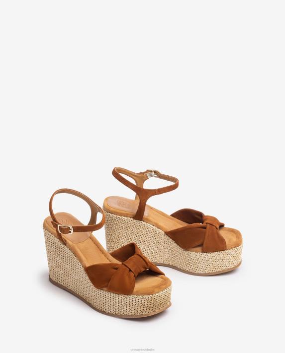 Unisa kvinnor brun högkilad sandal med knutkant 06DT458