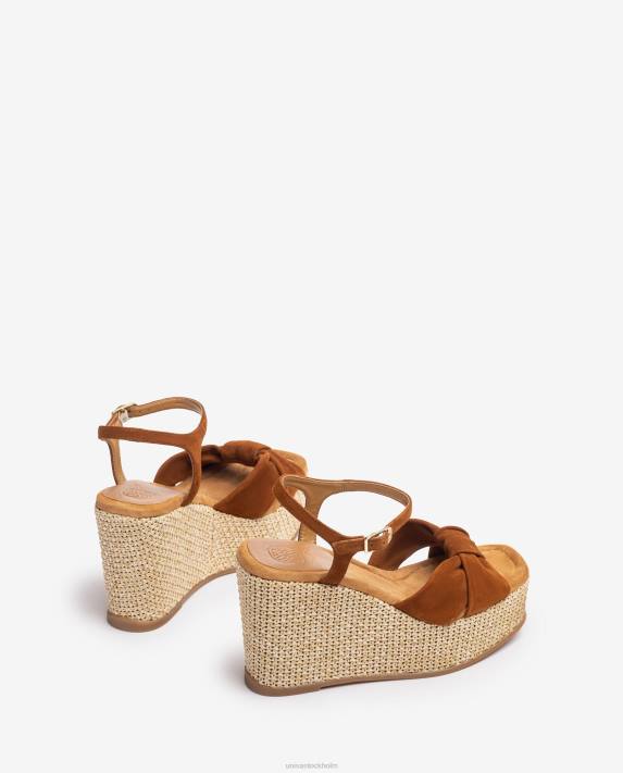 Unisa kvinnor brun högkilad sandal med knutkant 06DT458