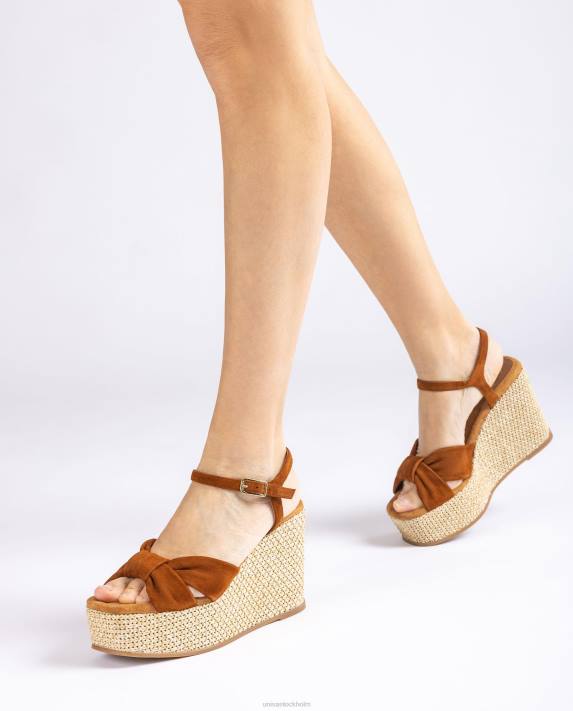 Unisa kvinnor brun högkilad sandal med knutkant 06DT458