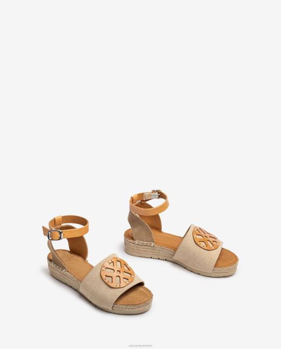 Unisa kvinnor brun jute sandal med monogram 06DT724
