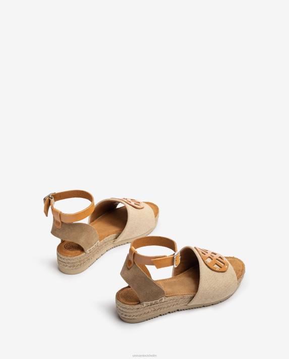 Unisa kvinnor brun jute sandal med monogram 06DT724