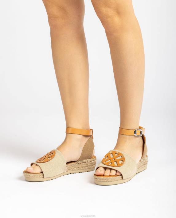 Unisa kvinnor brun jute sandal med monogram 06DT724