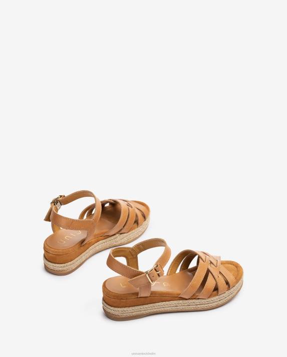 Unisa kvinnor brun lädersandaler med metalliskt spänne 06DT427