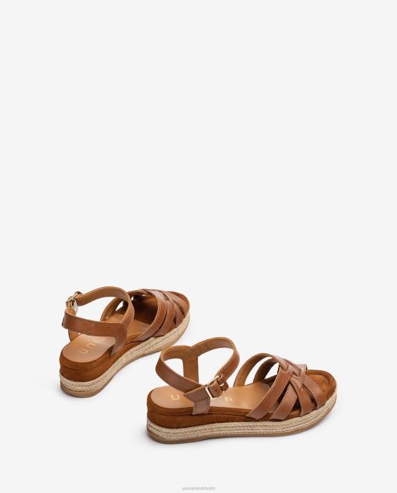 Unisa kvinnor brun lädersandaler med metalliskt spänne 06DT429