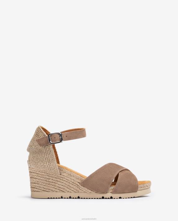 Unisa kvinnor brun sandal av jute med korsband 06DT778