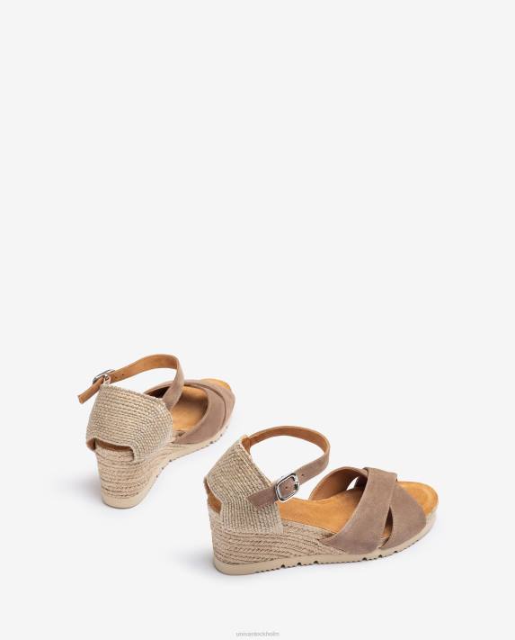 Unisa kvinnor brun sandal av jute med korsband 06DT778