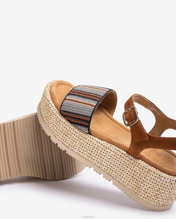 Unisa kvinnor brun sandal med ett brett flerfärgsband 06DT102