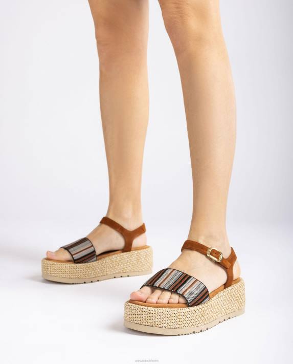 Unisa kvinnor brun sandal med ett brett flerfärgsband 06DT102