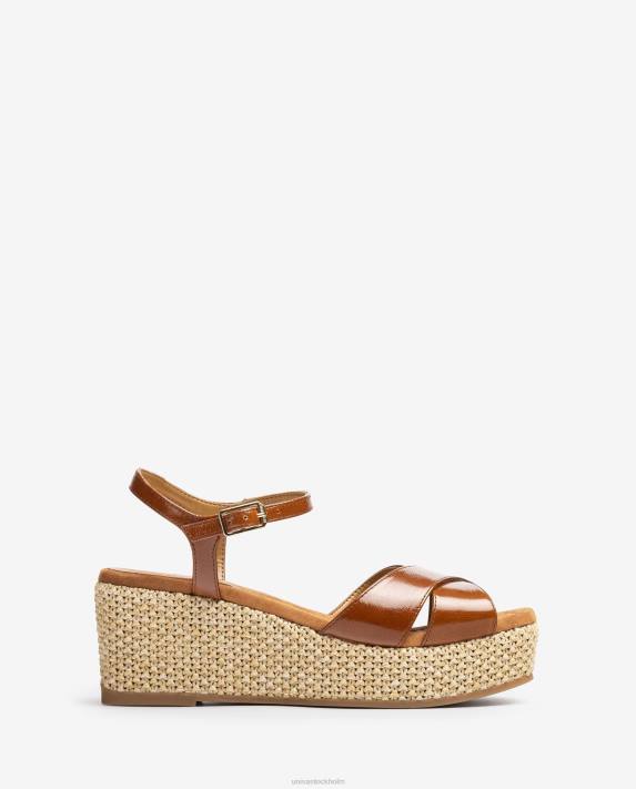 Unisa kvinnor brun sandal med raffia blockklack 06DT162