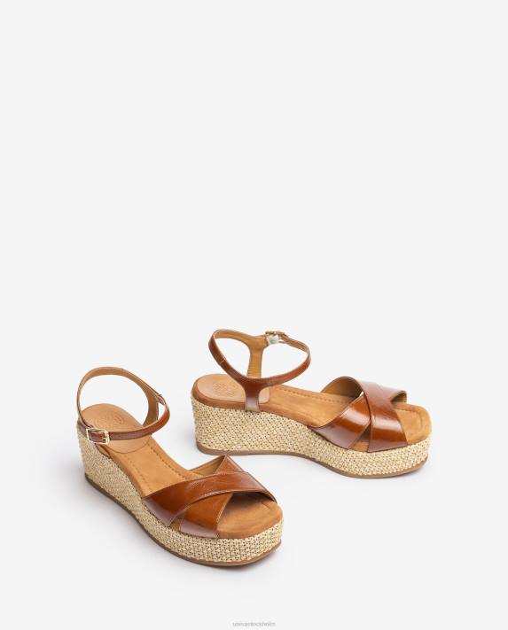 Unisa kvinnor brun sandal med raffia blockklack 06DT162