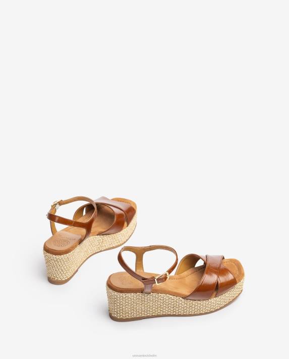 Unisa kvinnor brun sandal med raffia blockklack 06DT162