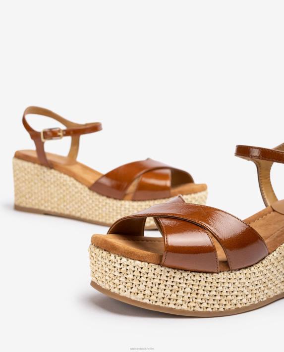Unisa kvinnor brun sandal med raffia blockklack 06DT162