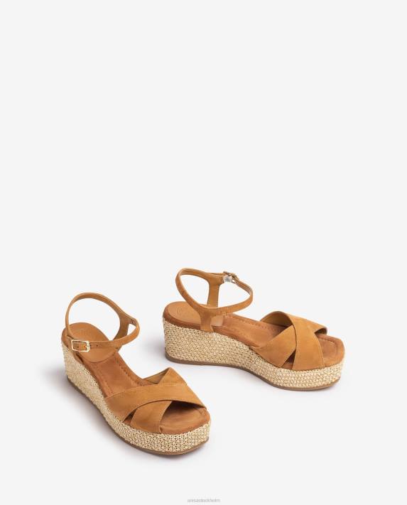 Unisa kvinnor brun sandal med raffia blockklack 06DT164