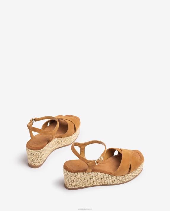 Unisa kvinnor brun sandal med raffia blockklack 06DT164