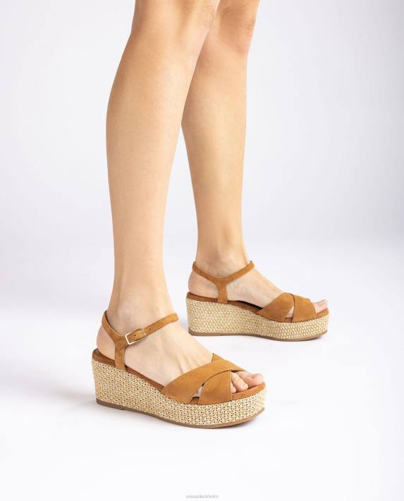Unisa kvinnor brun sandal med raffia blockklack 06DT164