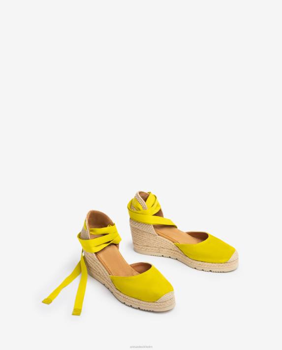 Unisa kvinnor grön d\'orsay ankelrem espadrille med snörning 06DT703