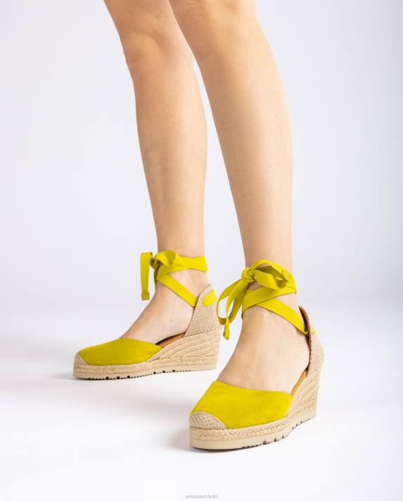 Unisa kvinnor grön d\'orsay ankelrem espadrille med snörning 06DT703