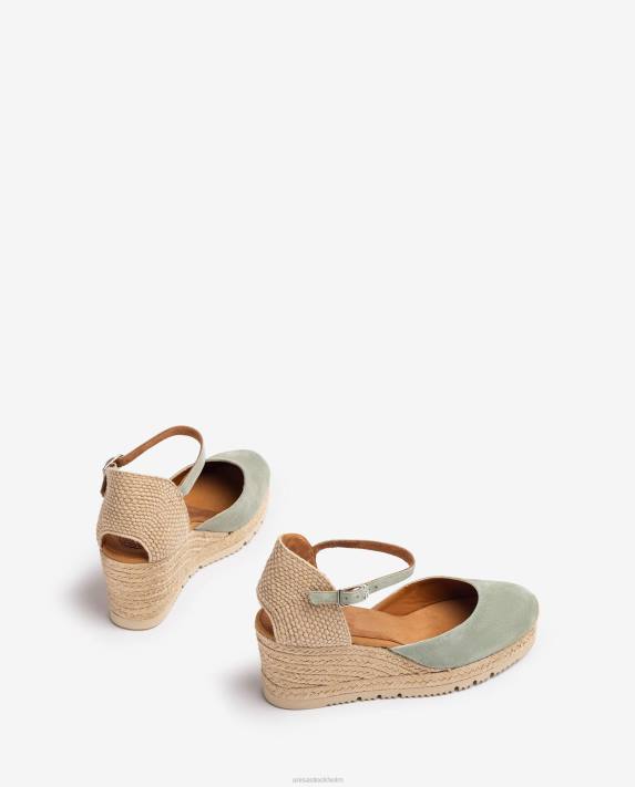 Unisa kvinnor grön d\'orsay fotledsrem espadrille i mocka 06DT708