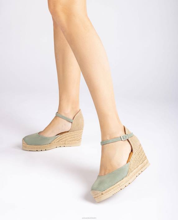 Unisa kvinnor grön d\'orsay fotledsrem espadrille i mocka 06DT708