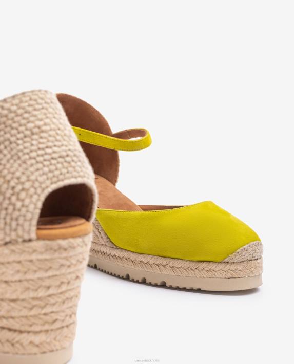 Unisa kvinnor grön d\'orsay fotledsrem espadrille i mocka 06DT711