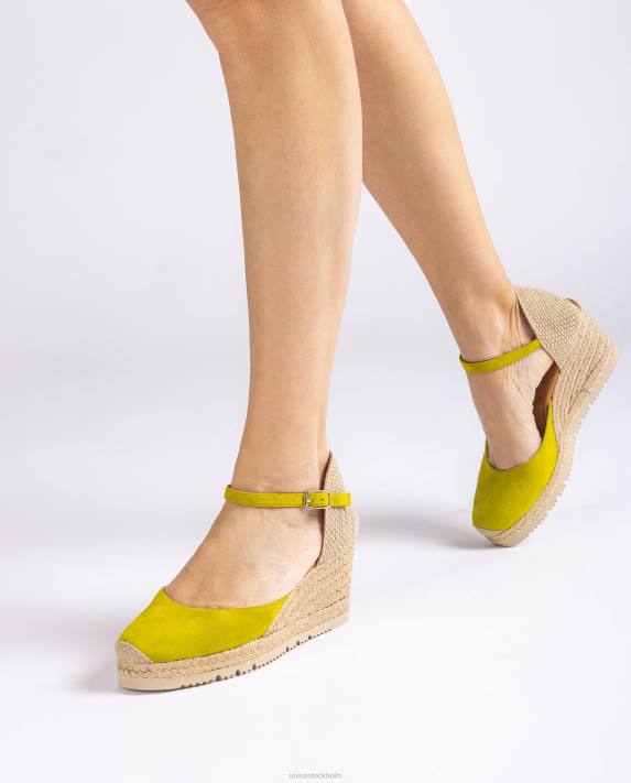 Unisa kvinnor grön d\'orsay fotledsrem espadrille i mocka 06DT711