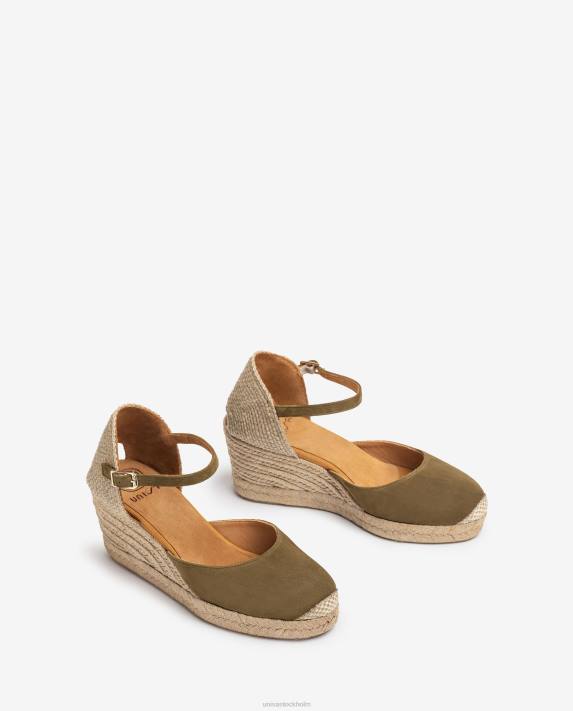 Unisa kvinnor grön espadrille vamp-klack i mocka 06DT476