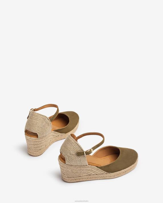 Unisa kvinnor grön espadrille vamp-klack i mocka 06DT476